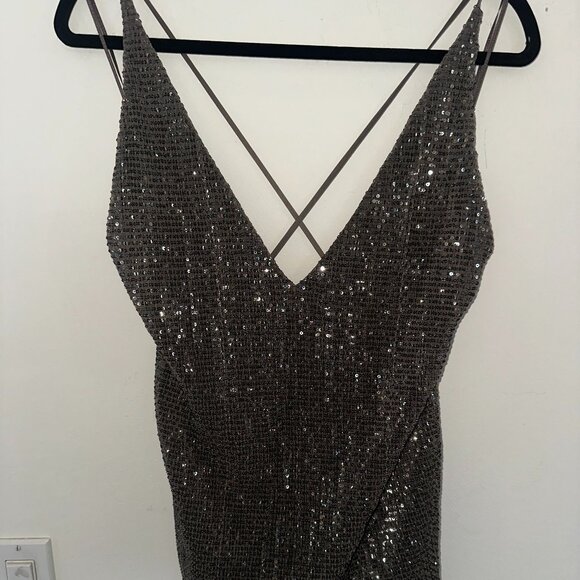 Express Sparkly Sequin Spaghetti Strap Top - Picture 1 of 4